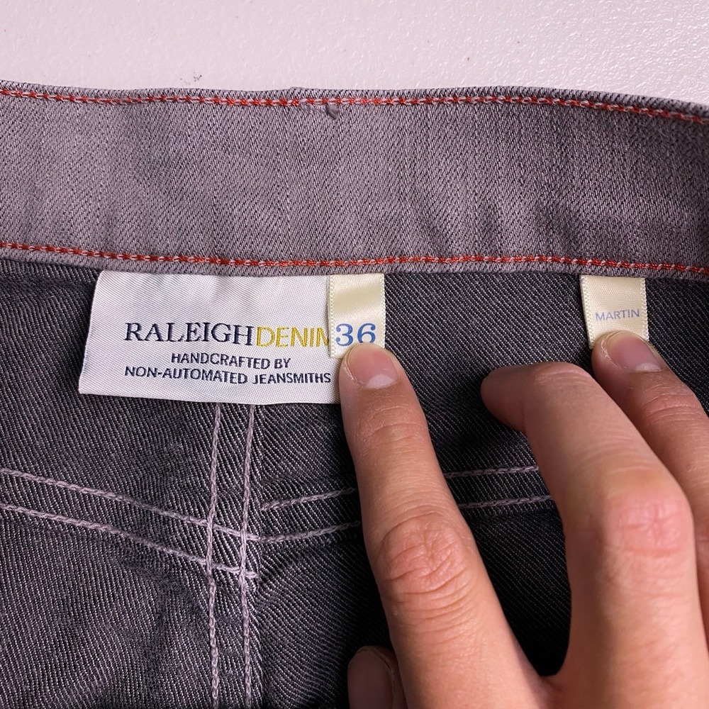 Raleigh Denim Pants 36 (37x28.5) Mens 5 Pocket Martin Slim Taper Light Gray VGUC - Picture 6 of 8
